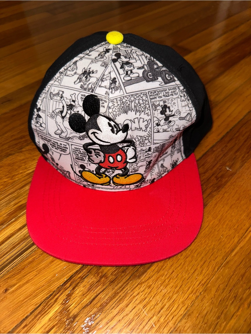 Disney Mickey Mouse Comic-Print Cap/Hat in Black, Red & Yellow